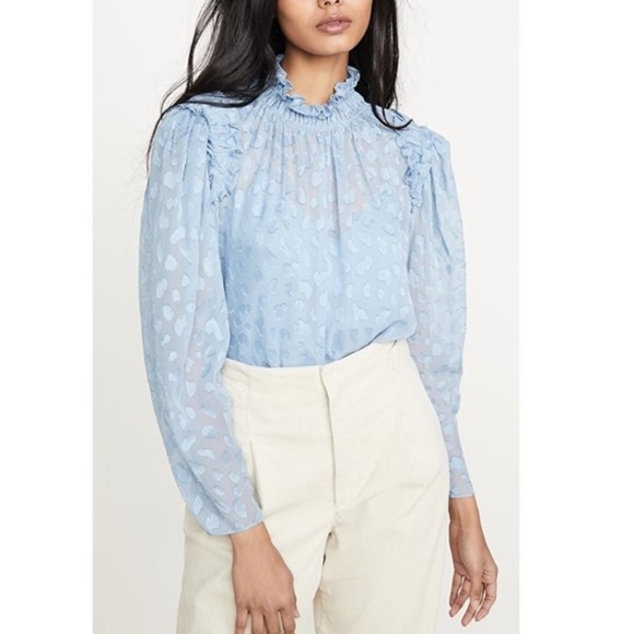 Rebecca Taylor Leo Clip Jacquard Ruffle Top - Picture 3 of 8